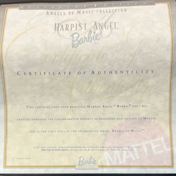 NWT Harpist Angel Vintage 1997 Barbie Angels of music Doll 18894 - Picture 4 of 9